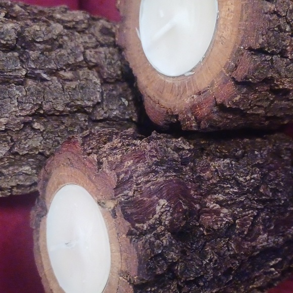 Real bark candle holders, set of 3 - Picture 4 of 4